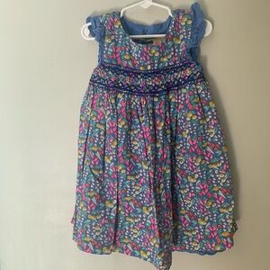 Mini Boden Dress 3-4 Blue Floral Lace Cotton Sundress